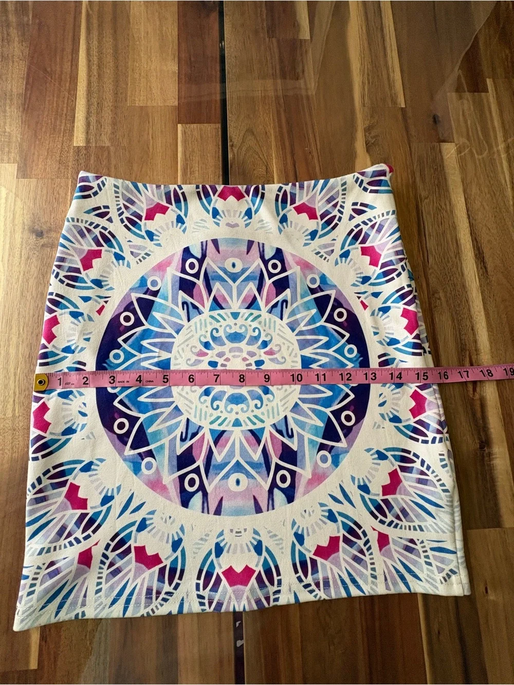 NWT Sz 8 E-Lady Vibrant Blue & Purple Mandala Print Mini Pencil Bodycon Skirt